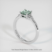 1.10 Ct. Bluish Green Sapphire Ring, 10K White Gold 2