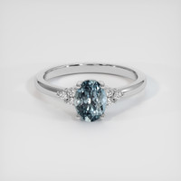 1.22 Ct. Greyish Blue Sapphire Ring, 10K White Gold 1