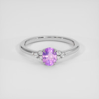0.85 Ct. Pinkish Purple Sapphire Ring, 10K White Gold 1