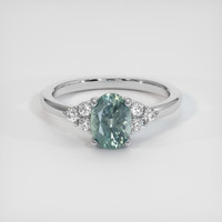 1.39 Ct. Bluish Green Sapphire Ring, 10K White Gold 1