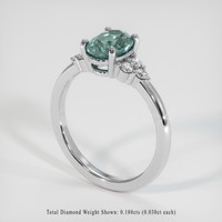 1.39 Ct. Bluish Green Sapphire Ring, 10K White Gold 2