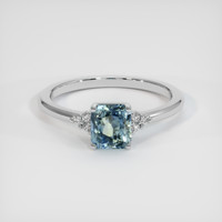 1.15 Ct. Greenish Blue Sapphire Ring, 10K White Gold 1