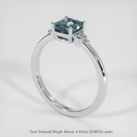 1.15 Ct. Greenish Blue Sapphire Ring, 10K White Gold 2