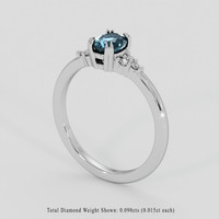 0.86 Ct. Greenish Blue Sapphire Ring, 10K White Gold 2