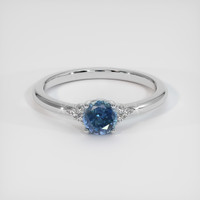 0.65 Ct. Greenish Blue Sapphire Ring, 14K White Gold 1
