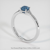 0.65 Ct. Greenish Blue Sapphire Ring, 14K White Gold 2