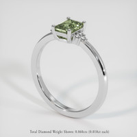 1.04 Ct. Green Sapphire Ring, 14K White Gold 2