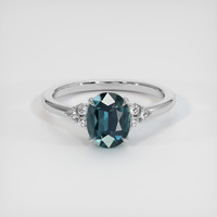 2.00 Ct. Greenish Blue Sapphire Ring, 14K White Gold 1