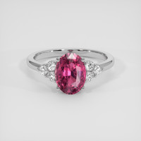 2.20 Ct. Reddish Pink Sapphire Ring, 14K White Gold 1