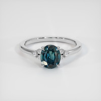 1.48 Ct. Greenish Blue Sapphire Ring, 14K White Gold 1