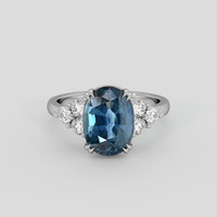 3.79 Ct. Greenish Blue Sapphire Ring, 14K White Gold 1