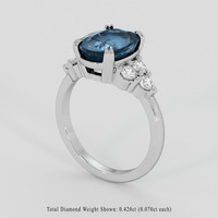 3.79 Ct. Greenish Blue Sapphire Ring, 14K White Gold 2