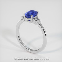 1.34 Ct. Blue Sapphire Ring, 14K White Gold 2