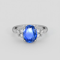 2.62 Ct. Blue Sapphire Ring, 14K White Gold 1