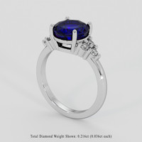 3.38 Ct. Blue Sapphire Ring, 14K White Gold 2