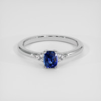 0.50 Ct. Blue Sapphire Ring, 14K White Gold 1