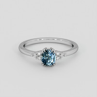 0.86 Ct. Greenish Blue Sapphire Ring, 14K White Gold 1