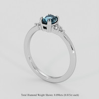 0.86 Ct. Greenish Blue Sapphire Ring, 14K White Gold 2