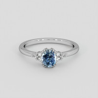 0.79 Ct. Greenish Blue Sapphire Ring, 18K White Gold 1