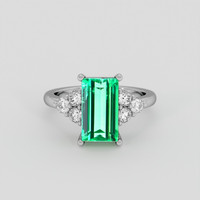 3.84 Ct. Emerald Ring, 18K White Gold 1