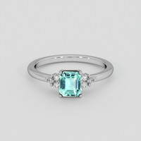 1.00 Ct. Bluish Green Beryl Ring, 18K White Gold 1