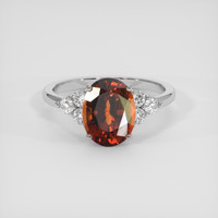 5.37 Ct. Orange Hessonite Garnet Ring, 18K White Gold 1