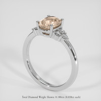 1.10 Ct. Peach Morganite Ring, 18K White Gold 2