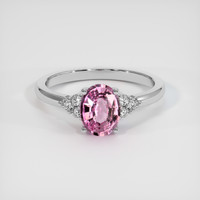 1.20 Ct. Pink Sapphire Ring, 18K White Gold 1