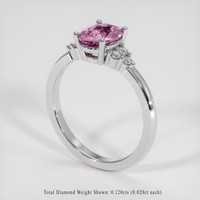 1.20 Ct. Pink Sapphire Ring, 18K White Gold 2