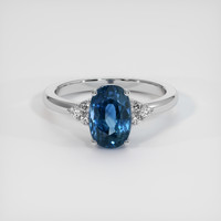 2.75 Ct. Blue Sapphire Ring, 18K White Gold 1