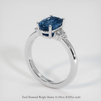 2.75 Ct. Blue Sapphire Ring, 18K White Gold 2