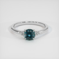 0.89 Ct. Bluish Green Sapphire Ring, 18K White Gold 1