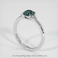 0.89 Ct. Bluish Green Sapphire Ring, 18K White Gold 2