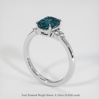 2.00 Ct. Greenish Blue Sapphire Ring, 18K White Gold 2