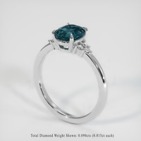 1.48 Ct. Greenish Blue Sapphire Ring, 18K White Gold 2