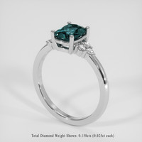 1.36 Ct. Bluish Green Sapphire Ring, 18K White Gold 2