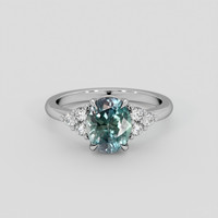 1.71 Ct. Bluish Green Sapphire Ring, 18K White Gold 1
