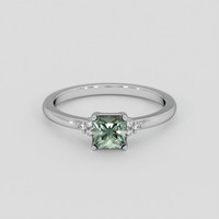 1.09 Ct. Green Sapphire Ring, 18K White Gold 1