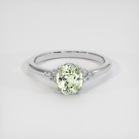 1.44 Ct. Yellowish Green Sapphire Ring, 18K White Gold 1