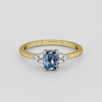0.98 Ct. Greyish Blue Sapphire Ring, 18K White & Yellow 1