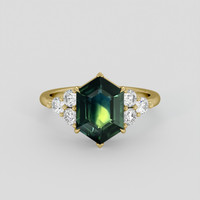 3.86 Ct. Bi Color Sapphire Ring, 10K Yellow Gold 1