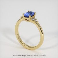 0.85 Ct. Blue Sapphire Ring, 14K Yellow Gold 2