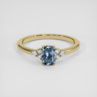 0.98 Ct. Greyish Blue Sapphire Ring, 14K Yellow Gold 1