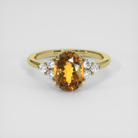 2.78 Ct. Yellowish Orange Sapphire Ring, 14K Yellow Gold 1