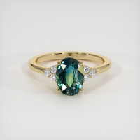 2.00 Ct. Bluish Green Sapphire Ring, 14K Yellow Gold 1