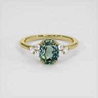 2.50 Ct. Bluish Green Sapphire Ring, 14K Yellow Gold 1