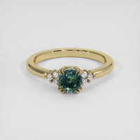 1.09 Ct. Greenish Blue Sapphire Ring, 14K Yellow Gold 1