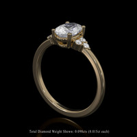 0.92 Ct. White Sapphire Ring, 14K Yellow Gold 2
