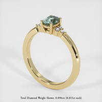 0.67 Ct. Green Sapphire Ring, 14K Yellow Gold 2
