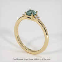 0.64 Ct. Bluish Green Sapphire Ring, 14K Yellow Gold 2